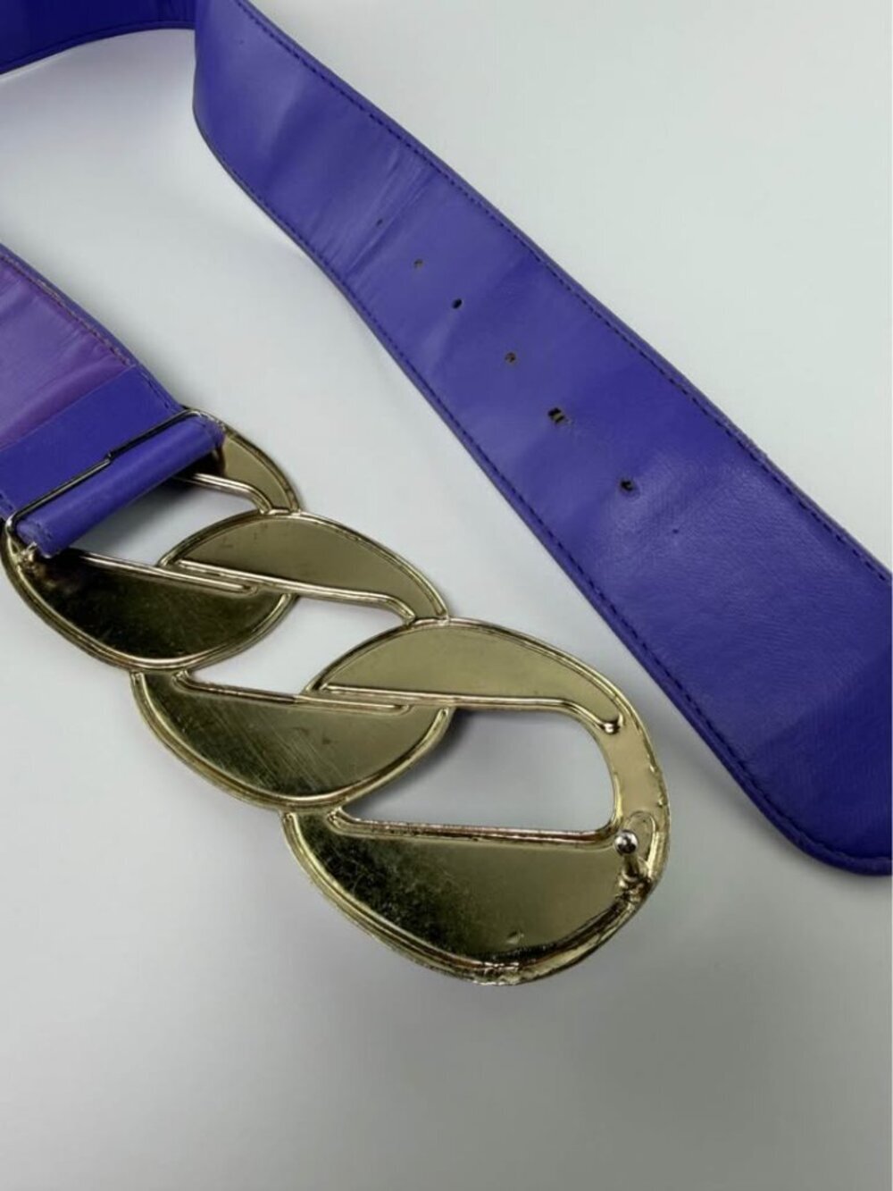 Vintage 80s Purple Gold Statement Belt Size Medium Large - Picture 3 of 4
